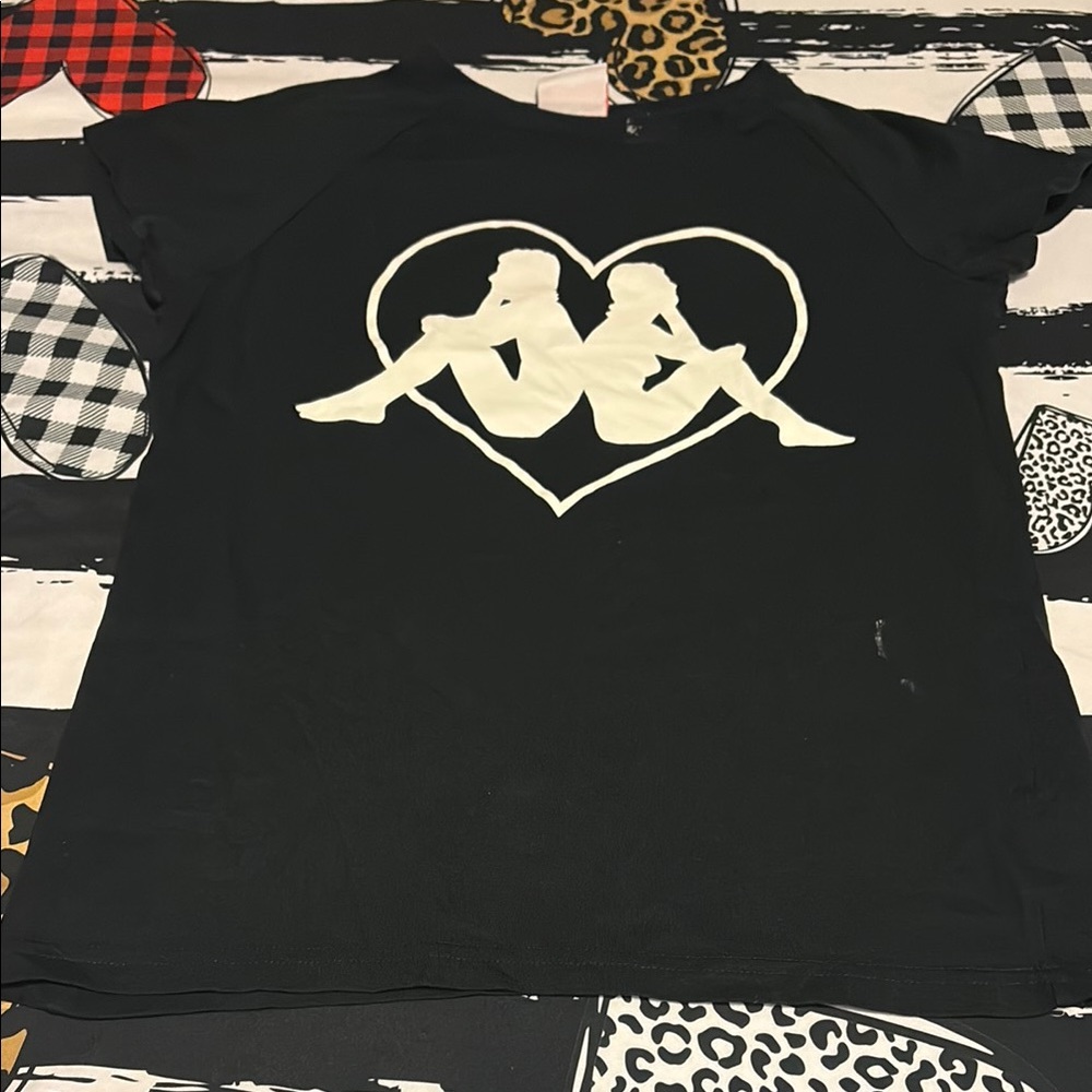Black T-Shirt with Heart Logo